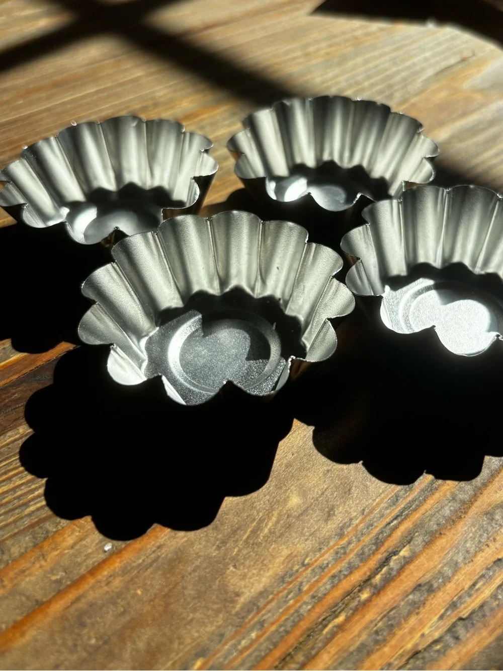 Set of 4 Fluted Metal Tartlet/Mold Cups - Silver